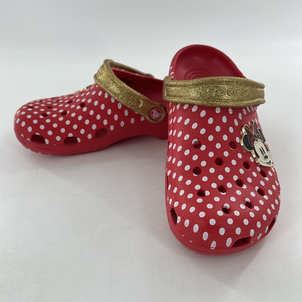Crocs Disney Minnie Mouse Classic Clog Adult Mule Polka Dot Sparkle Strap 8